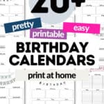 20+ Pretty and Printable Birthday Calendars | SaturdayGift
