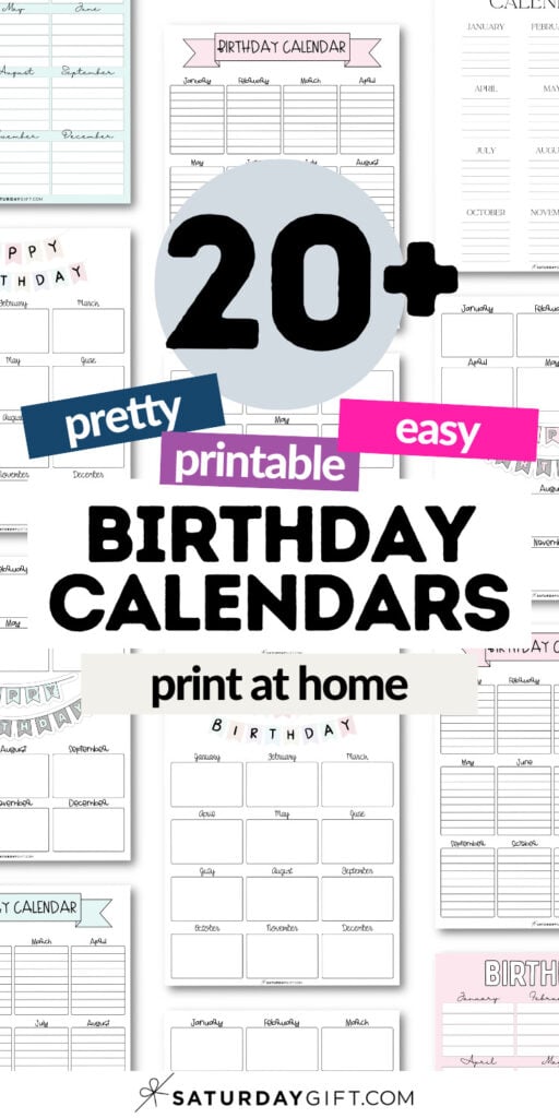 20+ Pretty and Printable Birthday Calendars | SaturdayGift