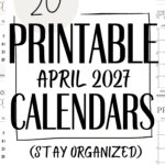 20 Printable April 2027 Calendars - Stay Organized | SaturdayGift