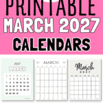 20 Printable March 2027 Calendars | SaturdayGift