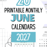 20 Printable Monthly June Calendars 2027 - Stay Organized | SaturdayGift