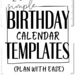 20+ Simple Birthday Calendar Templates | SaturdayGift