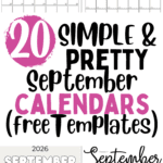 20 Simple and Pretty September Calendars | SaturdayGift