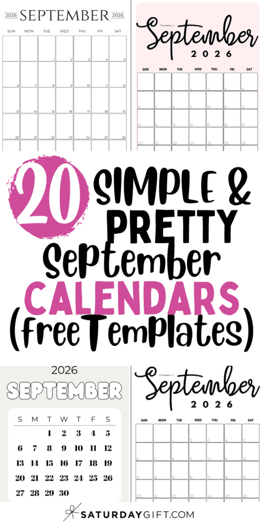 20 Simple and Pretty September Calendars | SaturdayGift