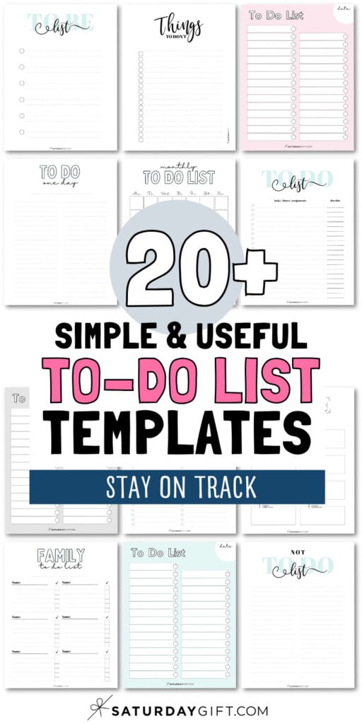 20+ Simple and Useful To-Do List Templates | SaturdayGift