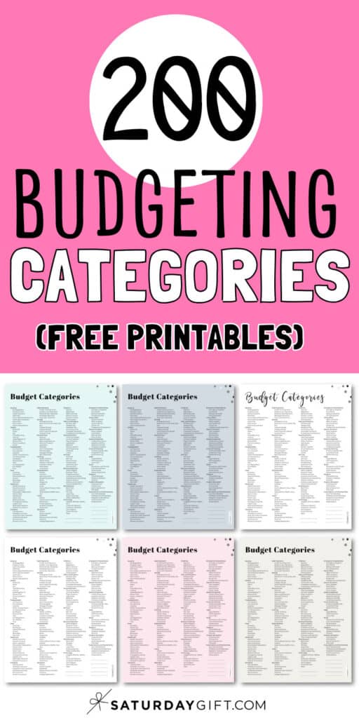 200 Budgeting Categories | SaturdayGift