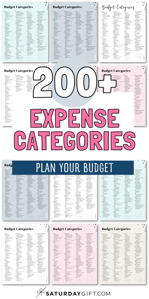200+ Expense Categories | SaturdayGift