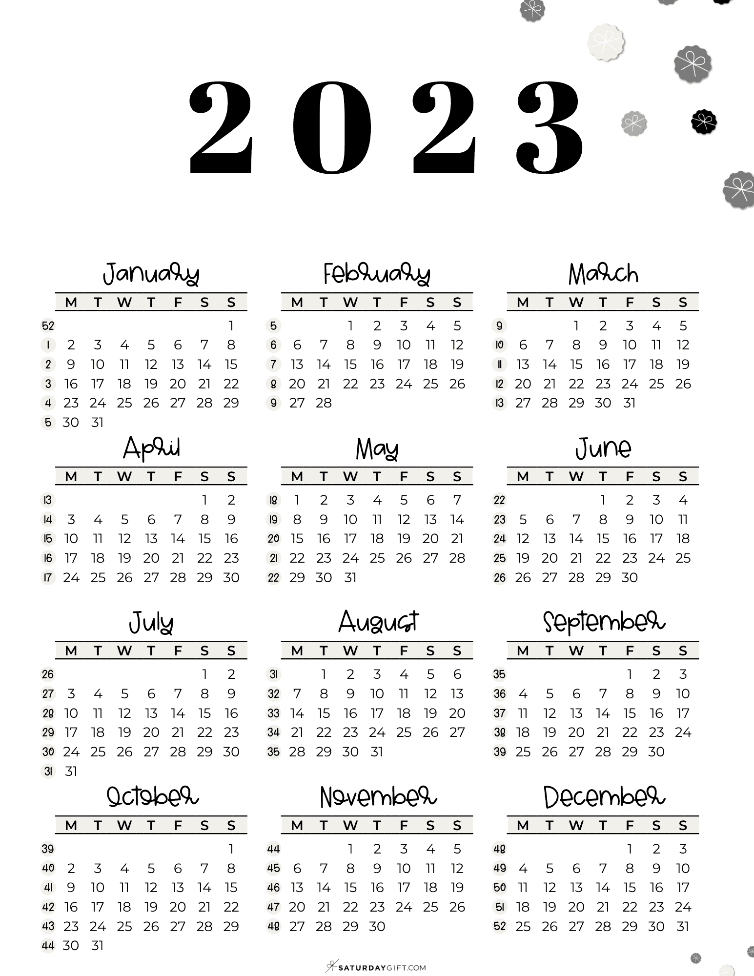 Week numbers for 2023 - What week is it? | SaturdayGift