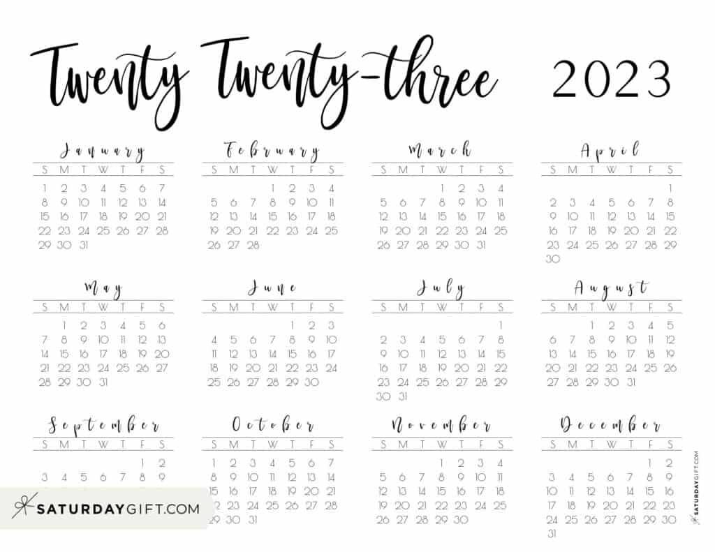 2023 Calendar Printable Cute Free 2023 Yearly Calendar Templates 2023 