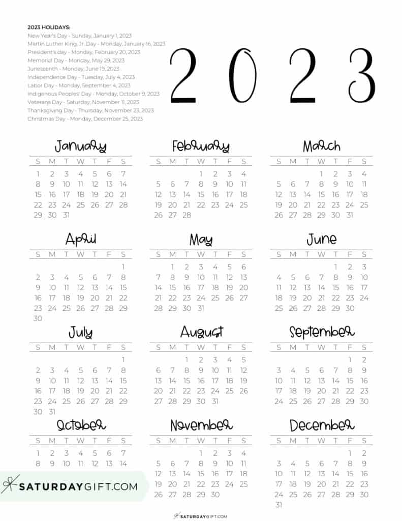 2023 United States Calendar With Holidays 2023 United States Calendar 