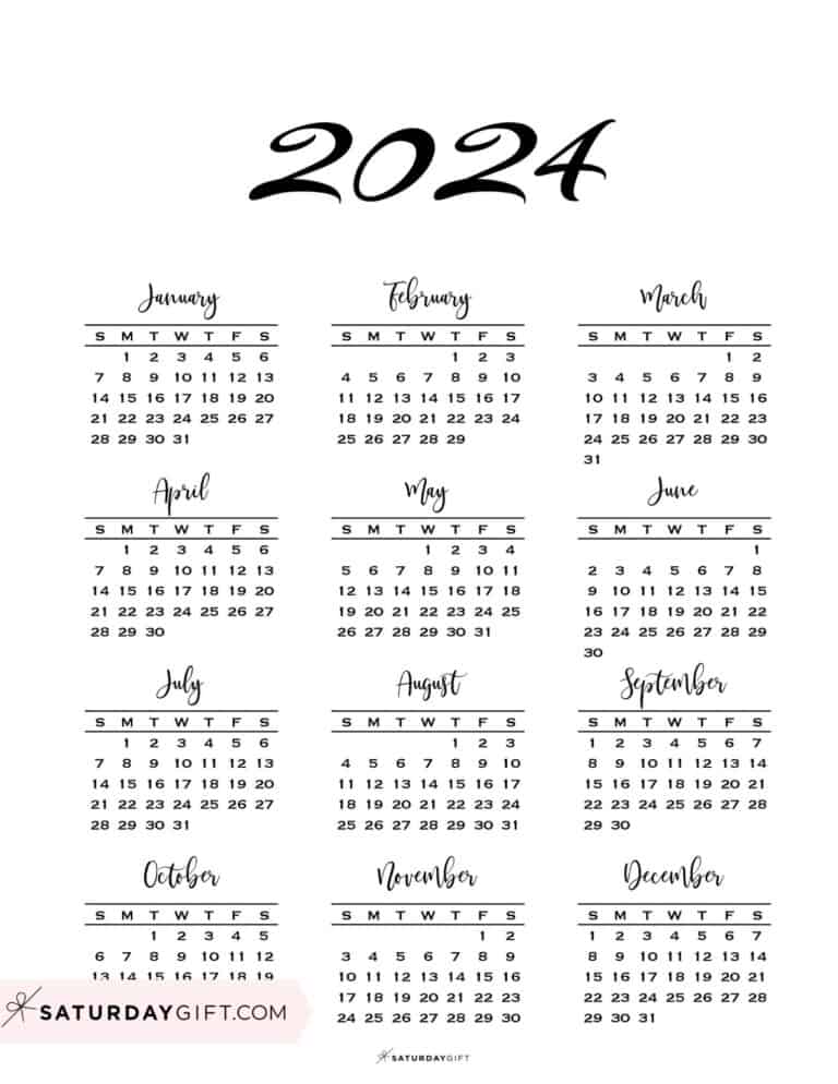 2024 Calendar Printable - Cute & Free 2024 Yearly Calendar Templates 2024 Calendar Printable - Cute & Free 2024 Yearly Calendar Templates