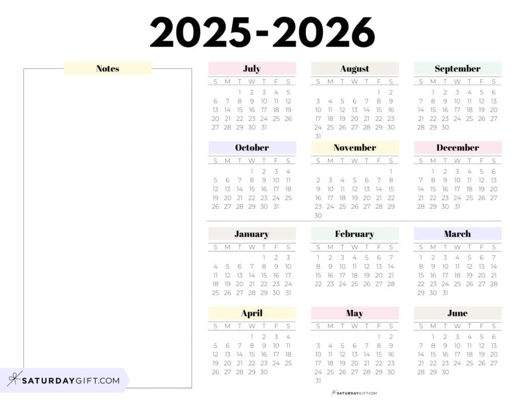 School Year Calendar printables - 17 Academic Calendars 2025