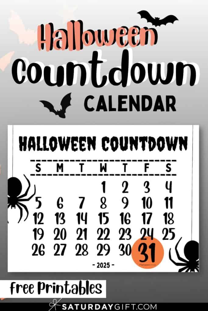 2025 Halloween Countdown - Free Calendar Template PDF | SaturdayGift