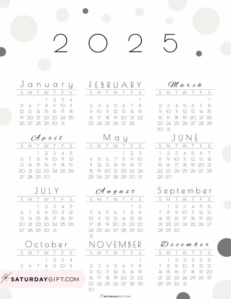 2025 Calendar Printable - 18 Cute & Free 2025 Yearly Calendar Templates
