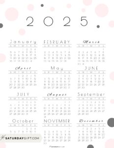 2025 Calendar Printable - 18 Cute & Free 2025 Yearly Calendar Templates