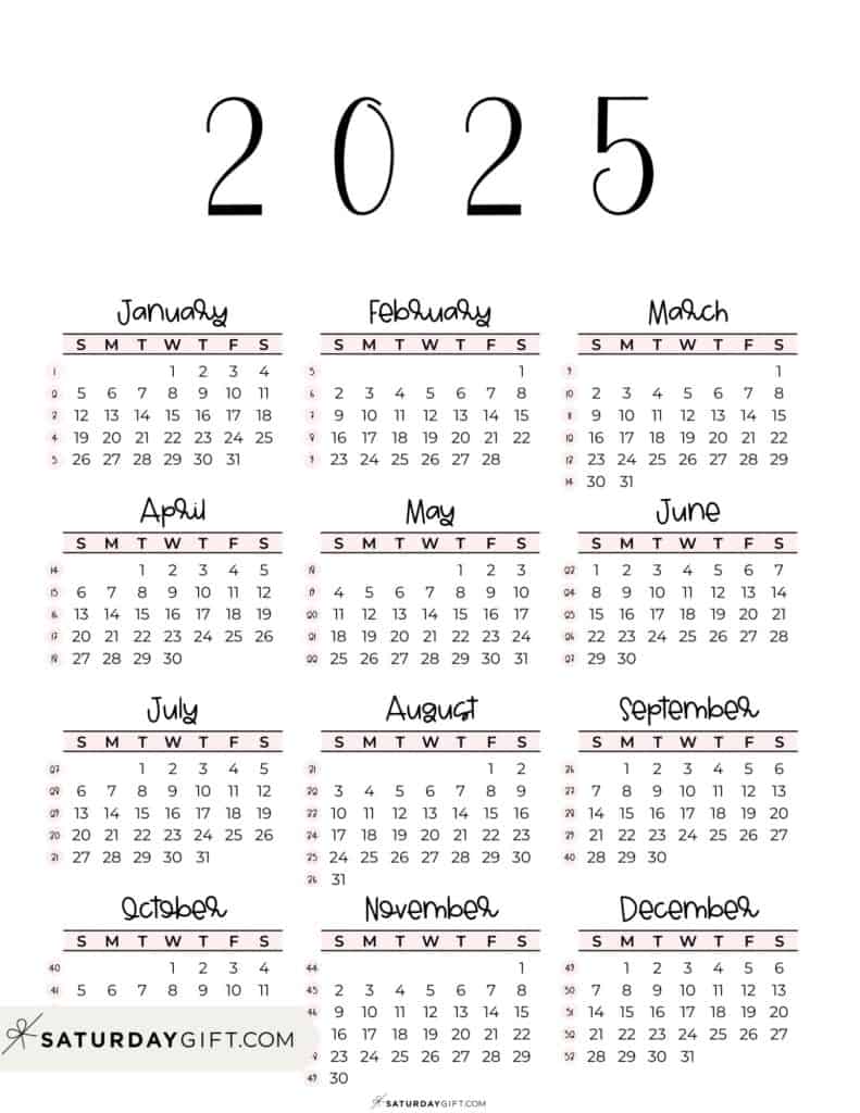 2025 Calendar Printable - 18 Cute & Free 2025 Yearly Calendar Templates