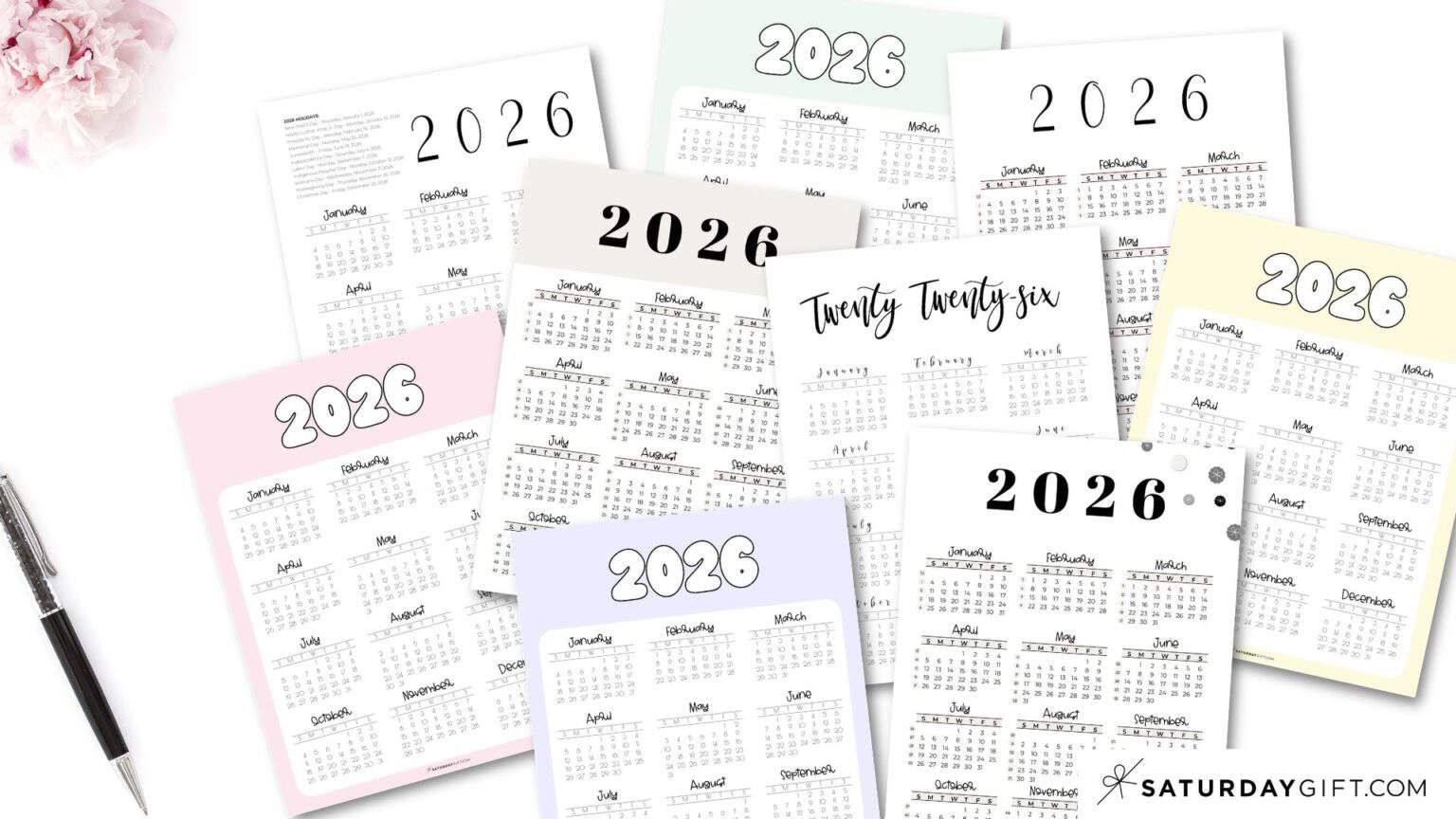 2026 Yearly Calendar Printable 17 Cute & Free 2026 Annual Calendars