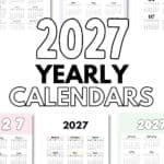2027 Year at a Glance Calendars - Free Printables