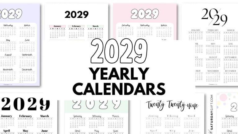 2029 Yearly Calendars - Free Printable Templates