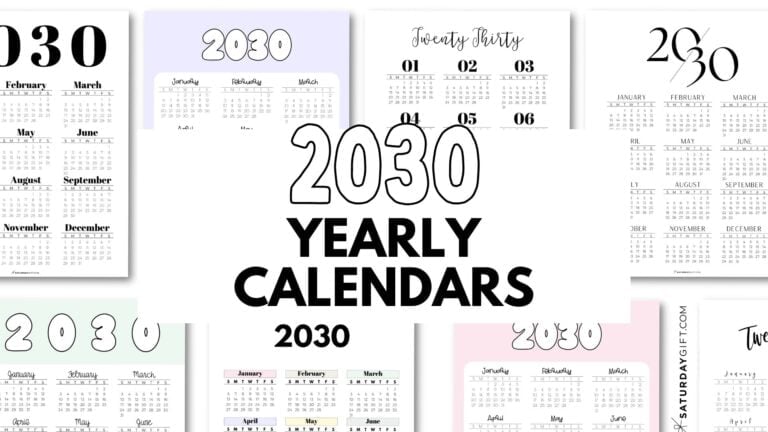 2030 Yearly Calendars - Free Printable Templates