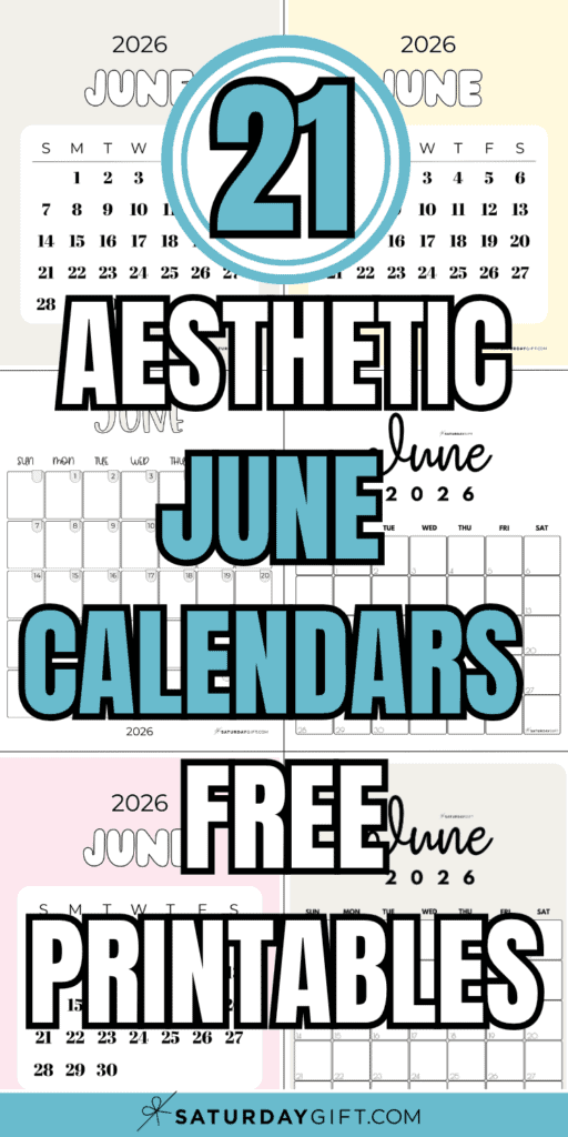 21 Aesthetic June Calendars Free Printables | SaturdayGift