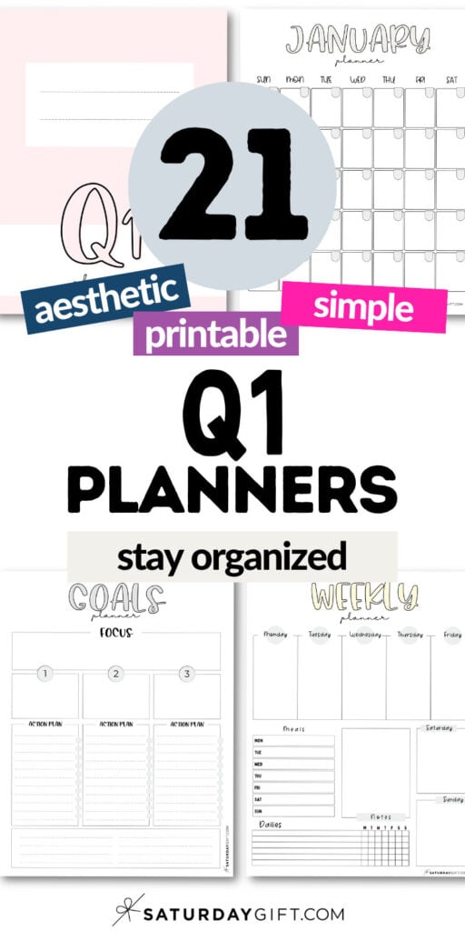 21 Aesthetic Printable & Simple Q1 Planners - Stay Organized | SaturdayGift