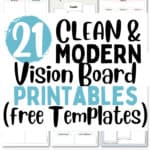 21 Clean and Modern Vision Board Printables | SaturdayGift