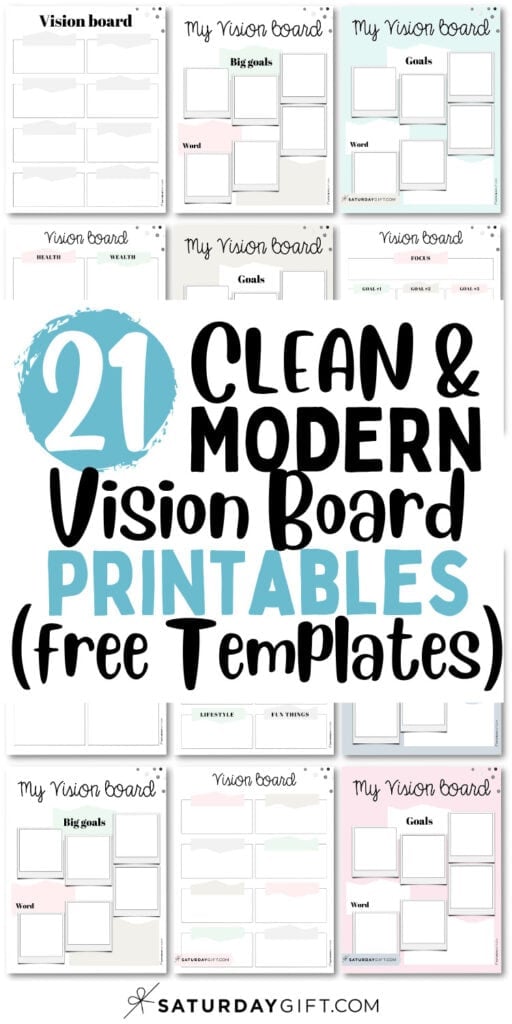 21 Clean and Modern Vision Board Printables | SaturdayGift