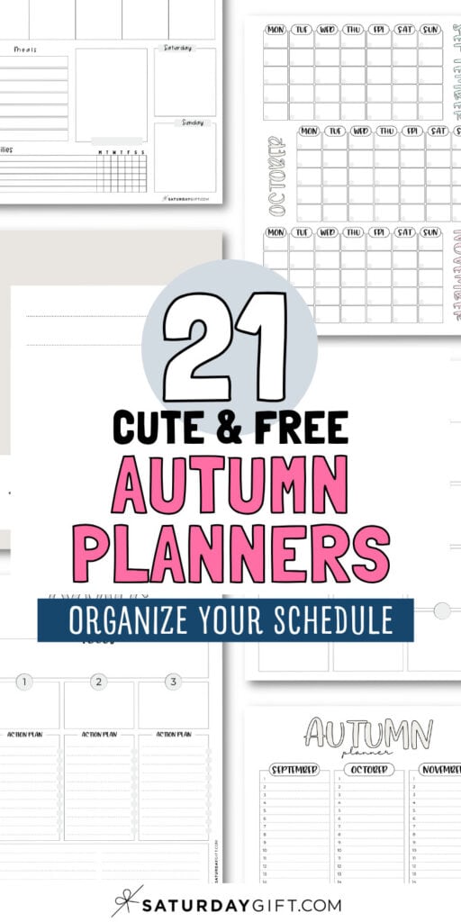 21 Cute & Free Autumn Planners - Organize Your Schedule | SaturdayGift