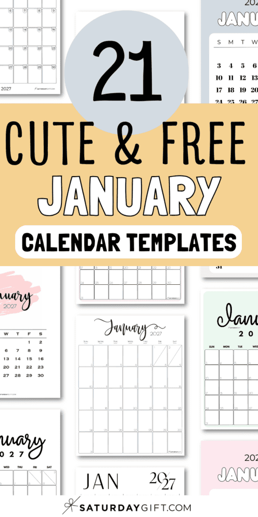 21 Cute & Free January Calendar Templates | SaturdayGift