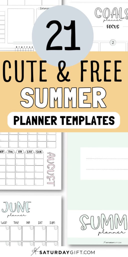 21 Cute & Free Summer - Planner Templates | SaturdayGift