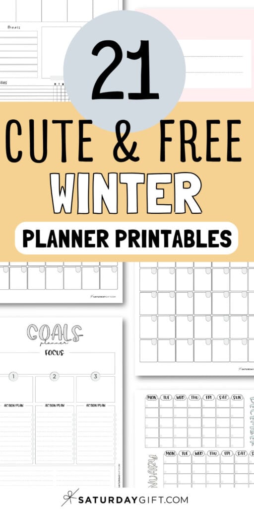 21 Cute & Free Winter - Planner Printables | SaturdayGift