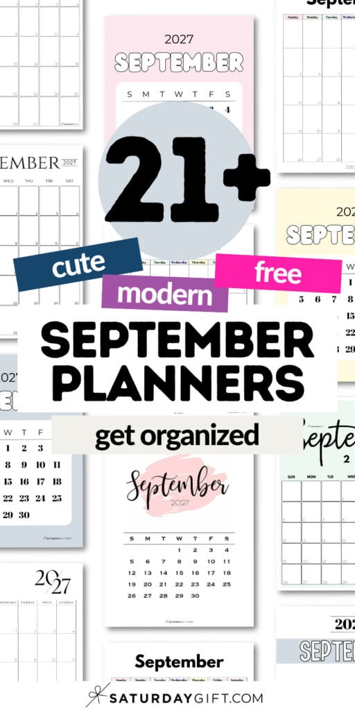 21+ Cute Modern & Free September Planners - Get Organized | SaturdayGift