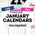 21+ Cute Printable & Free January Calendars - Stay Organized | SaturdayGift