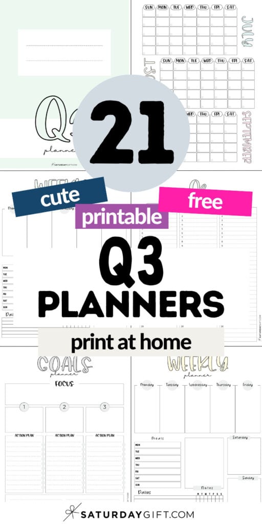 21 Cute Printable & Free Q3 Planners - Print at Home | SaturdayGift