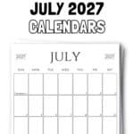 21 Cute Printable July 2027 Calendars | SaturdayGift