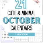 21 Cute and Minimal October Calendars | SaturdayGift