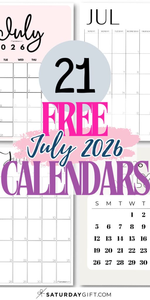 21 Free July 2026 Calendars | SaturdayGift