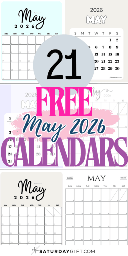 21 Free May 2026 Calendars | SaturdayGift