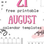 21 Free Printable August - Calendar Templates | SaturdayGift