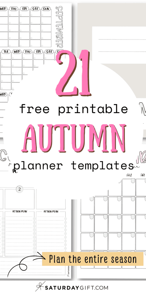 21 Free Printable Autumn Planner Templates - Plan the Entire Season | SaturdayGift