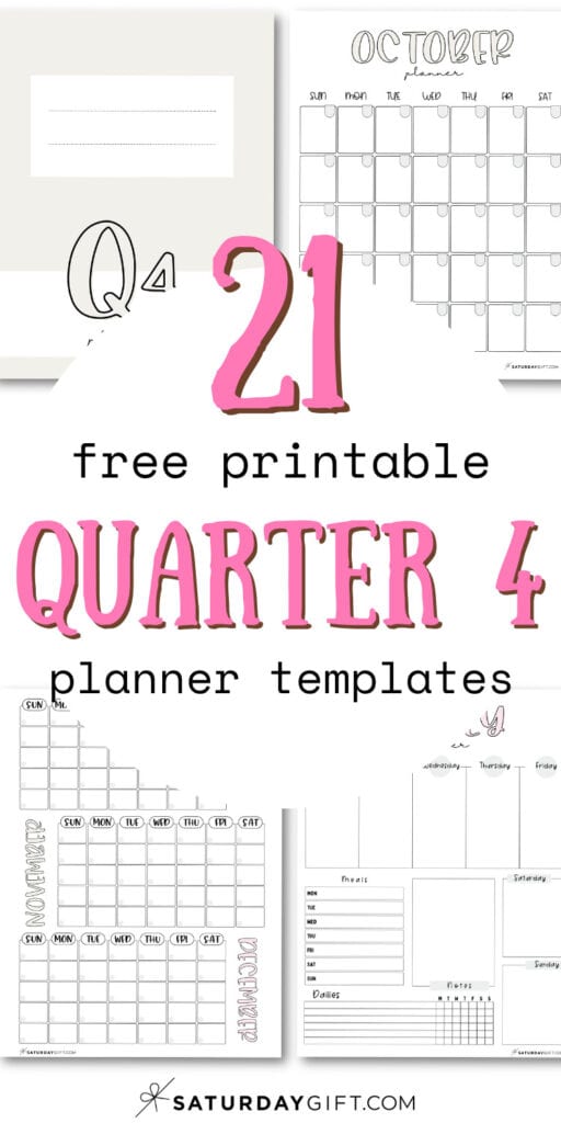 21 Free Printable Quarter 4 - Planner Templates | SaturdayGift