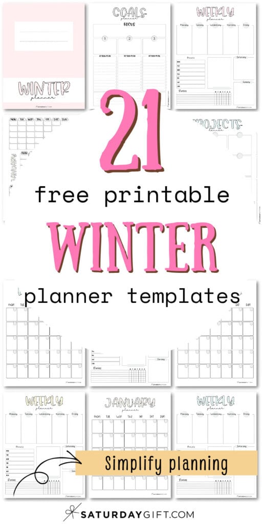 21 Free Printable Winter Planner Templates - Simplify Planning | SaturdayGift