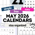 21 May 2026 Calendars | SaturdayGift