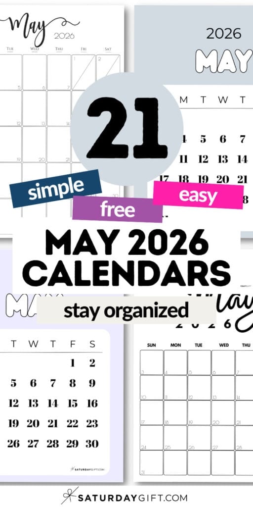 21 May 2026 Calendars | SaturdayGift