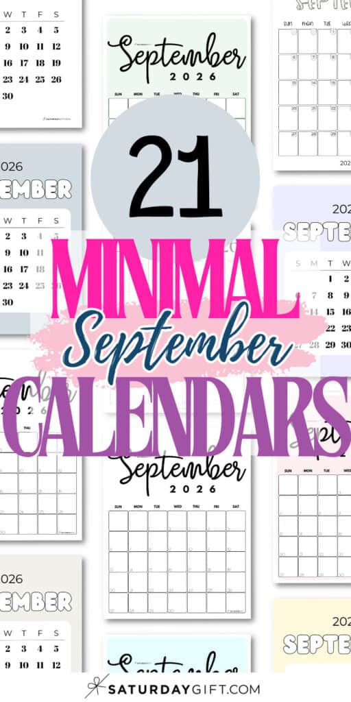21 Minimal September Calendars | SaturdayGift