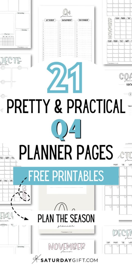 21 Pretty & Practical Q4 Planner Pages Free Printables - Plan the Season | SaturdayGift