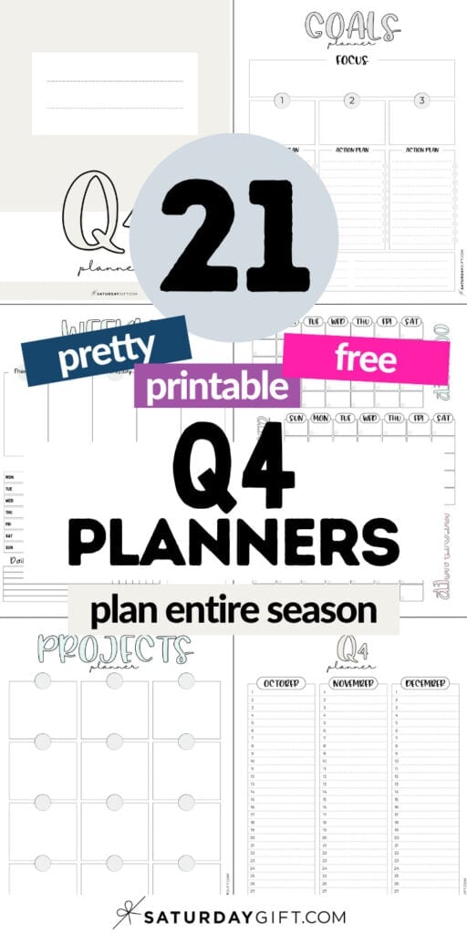 21 Pretty Printable & Free Q4 Planners - Plan Entire Season | SaturdayGift