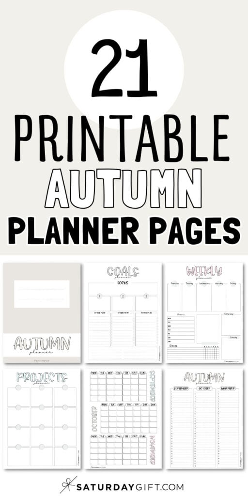 21 Printable Autumn Planner Pages | SaturdayGift