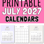 21 Printable July 2027 Calendars | SaturdayGift